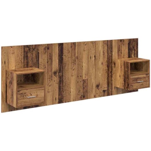 Headboard with Cabinet 3 pcs Old Wood Engineered Wood vidaXL