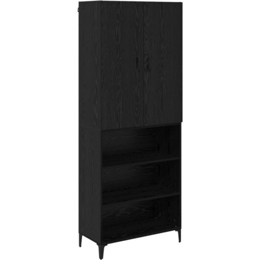 Highboard Black Oak 69.5 x 34 x 180 cm Engineered Wood vidaXL