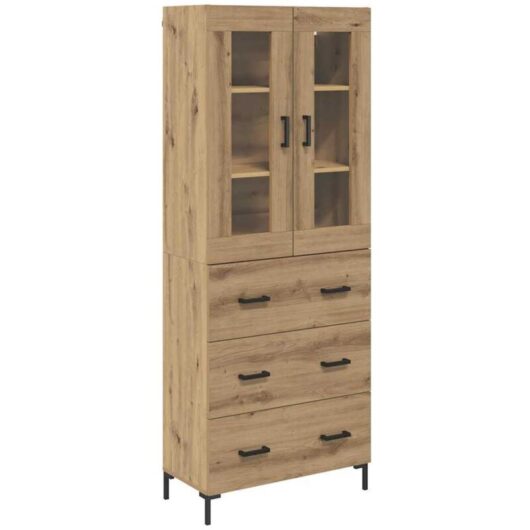 Highboard with Drawer 2 pcs Artisan Oak Engineered Wood vidaXL