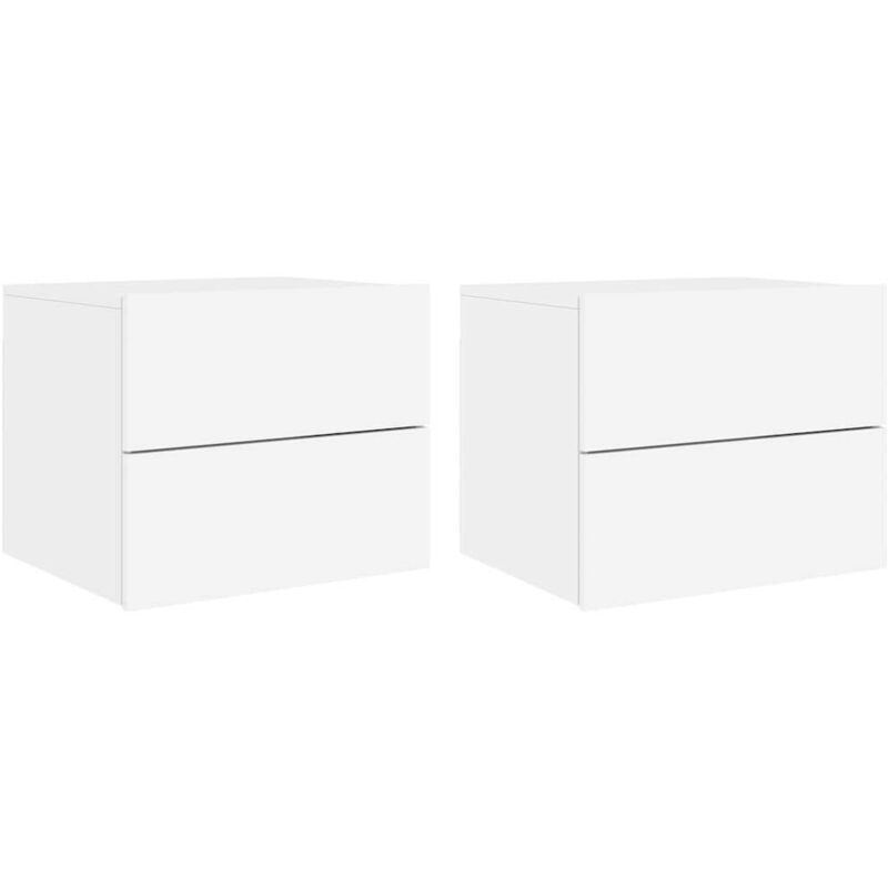 Vidaxl - Wall-mounted Bedside Cabinets with led Lights 2 pcs White