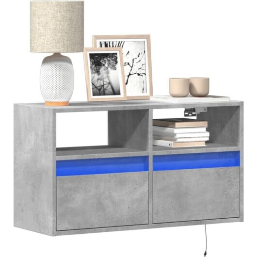Vidaxl - tv Wall Cabinet with led Lights Concrete Grey 80x31x45 cm