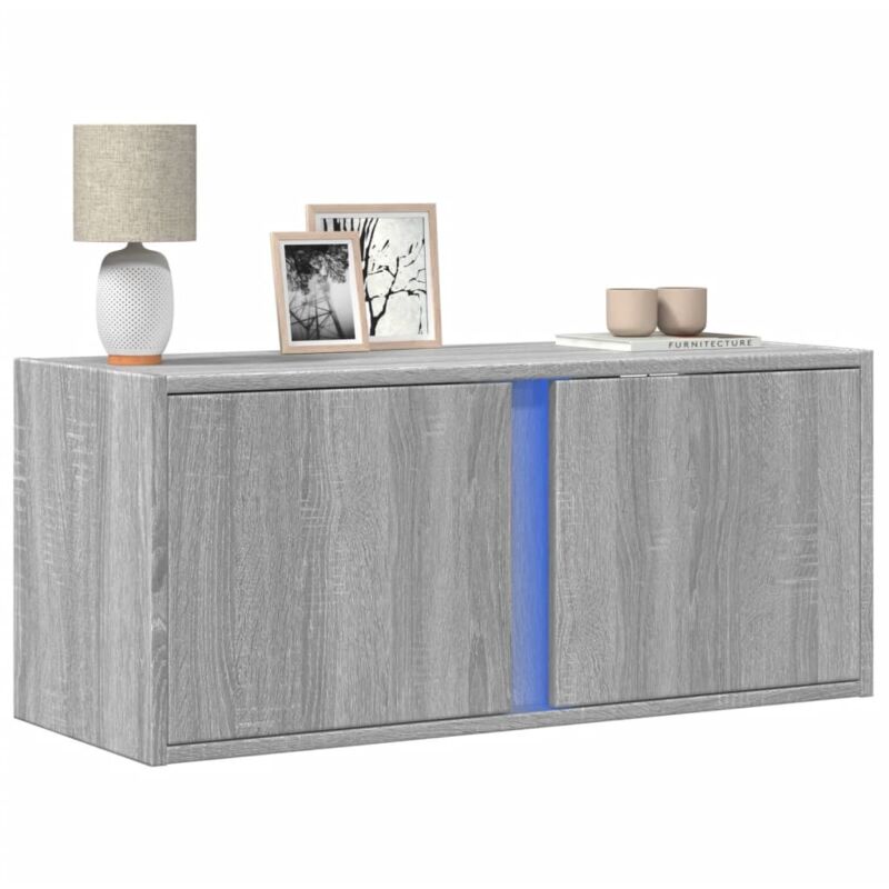 Vidaxl - tv Wall Cabinet with led Lights Grey Sonoma 80x31x35 cm