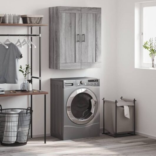 Wall Mounted Cabinet Grey Sonoma 69.5x34x90 cm Engineered Wood Vidaxl