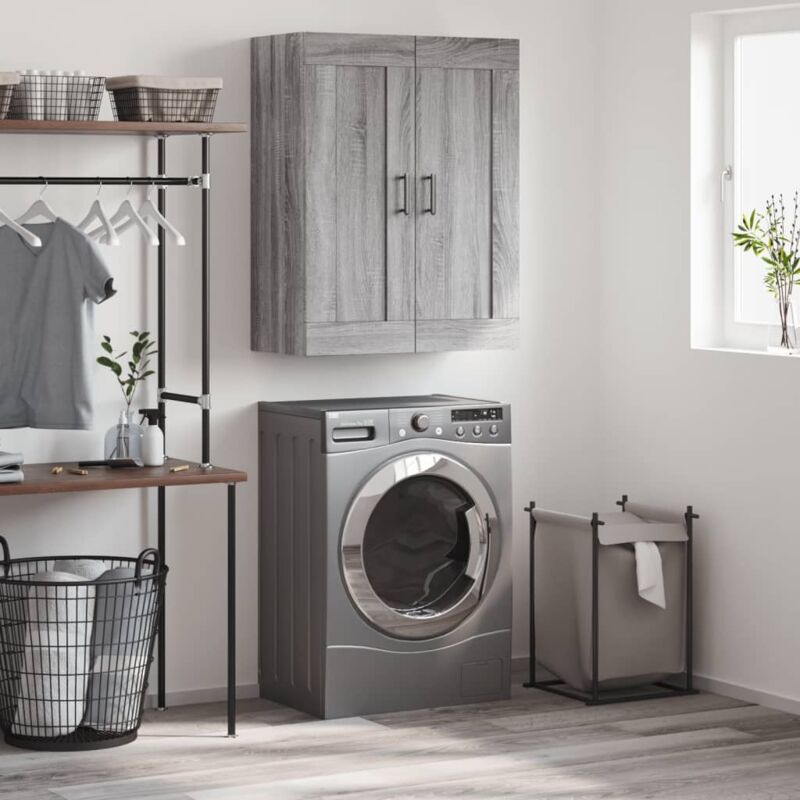 Wall Mounted Cabinet Grey Sonoma 69.5x34x90 cm Engineered Wood Vidaxl