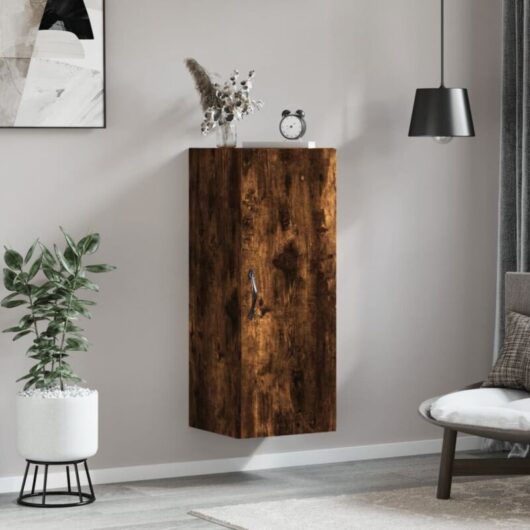 Wall Mounted Cabinet Smoked Oak 34.5x34x90 cm Engineered Wood Vidaxl