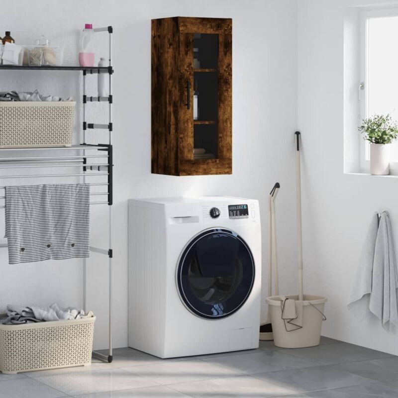 Wall Mounted Cabinet Smoked Oak 34.5x34x90 cm Vidaxl