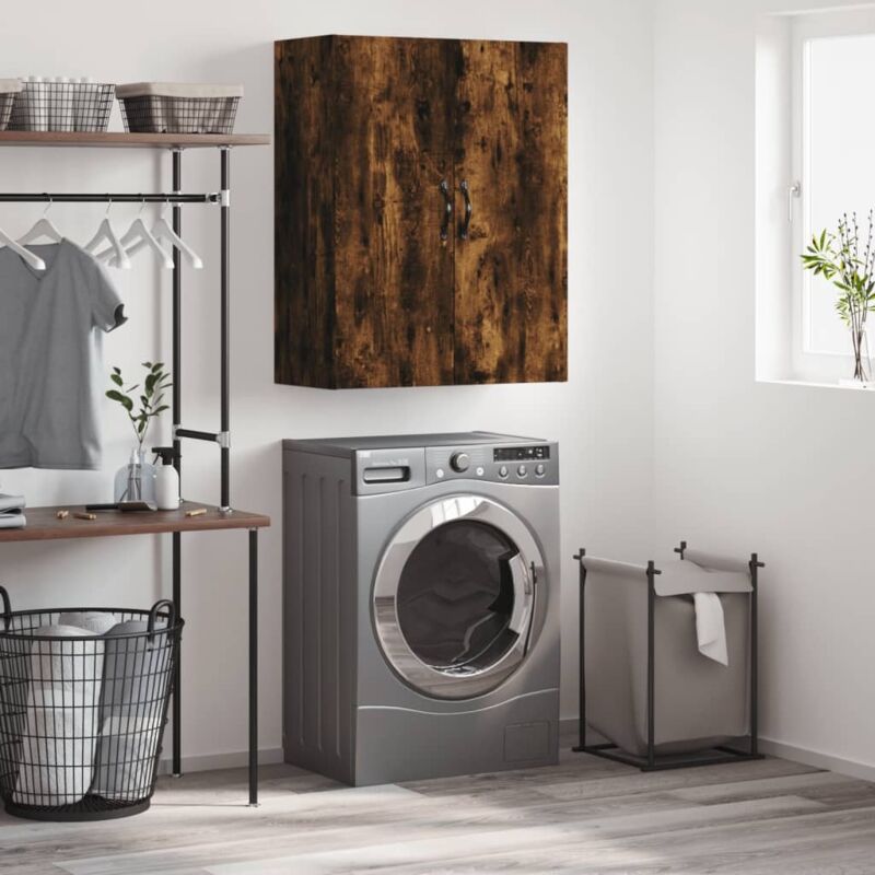 Wall Mounted Cabinet Smoked Oak 69.5x34x90 cm Engineered Wood Vidaxl