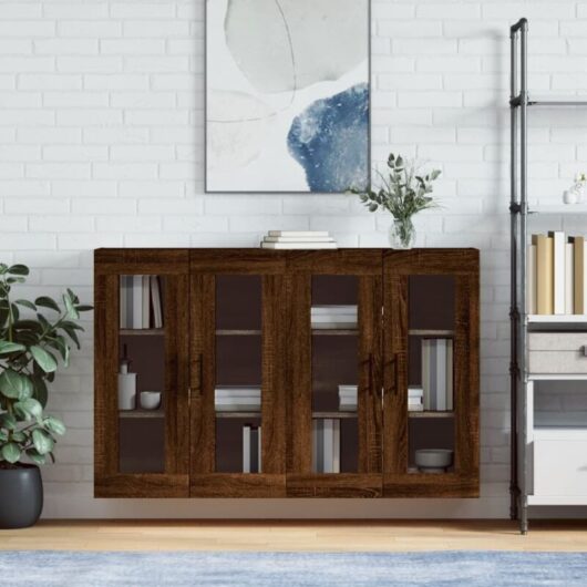 Wall Mounted Cabinets 2 pcs Brown Oak Engineered Wood Vidaxl