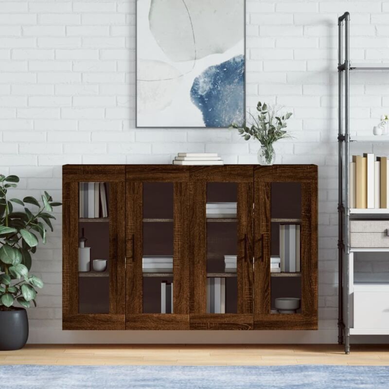 Wall Mounted Cabinets 2 pcs Brown Oak Engineered Wood Vidaxl