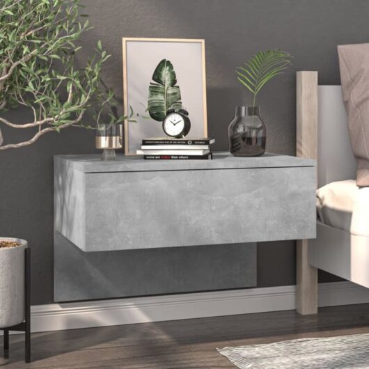 Wall-mounted Bedside Cabinet Concrete Grey Vidaxl