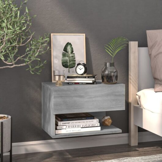 Wall-mounted Bedside Cabinet Grey Sonoma Vidaxl