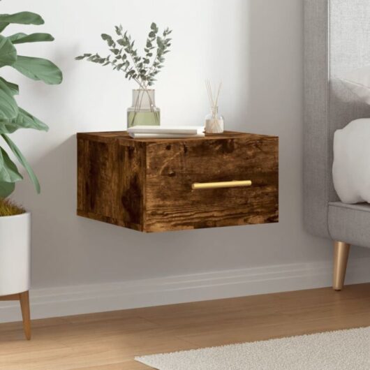 Wall-mounted Bedside Cabinet Smoked Oak 35x35x20 cm Vidaxl