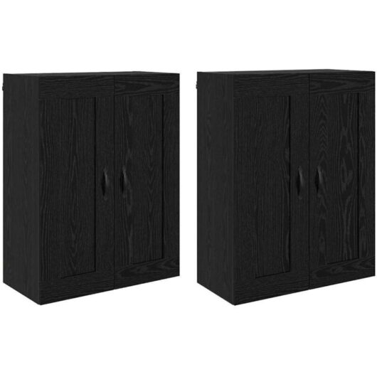 Wall-mounted Cabinet 2 pcs Black Oak 69.5 x 34 x 90 cm vidaXL