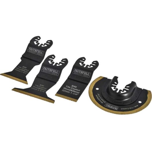 Faithfull 4 Piece OIS Oscillating Multi Tool Multi Purpose Titanium Blade Set